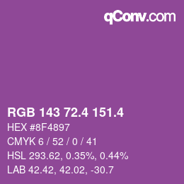 カラーコード: RGB 143 72.4 151.4 | qconv.com