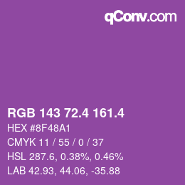 カラーコード: RGB 143 72.4 161.4 | qconv.com
