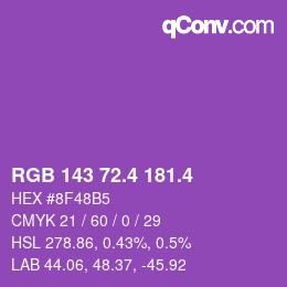 カラーコード: RGB 143 72.4 181.4 | qconv.com