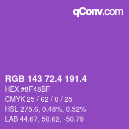 カラーコード: RGB 143 72.4 191.4 | qconv.com