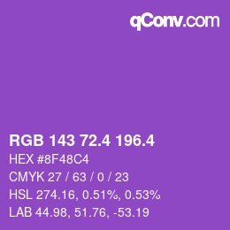カラーコード: RGB 143 72.4 196.4 | qconv.com