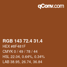 カラーコード: RGB 143 72.4 31.4 | qconv.com