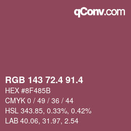 カラーコード: RGB 143 72.4 91.4 | qconv.com