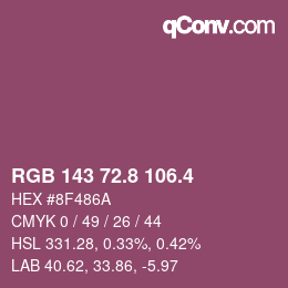 カラーコード: RGB 143 72.8 106.4 | qconv.com