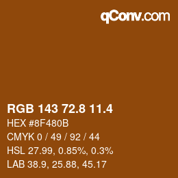 カラーコード: RGB 143 72.8 11.4 | qconv.com