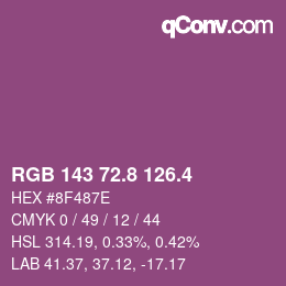 カラーコード: RGB 143 72.8 126.4 | qconv.com