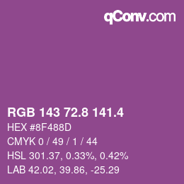 カラーコード: RGB 143 72.8 141.4 | qconv.com