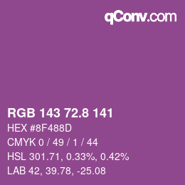 カラーコード: RGB 143 72.8 141 | qconv.com
