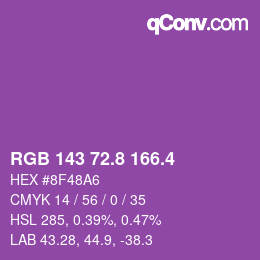 カラーコード: RGB 143 72.8 166.4 | qconv.com