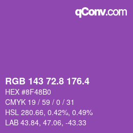 カラーコード: RGB 143 72.8 176.4 | qconv.com