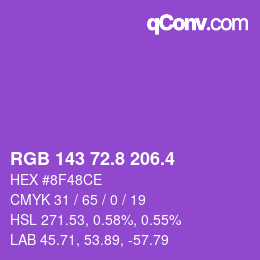 カラーコード: RGB 143 72.8 206.4 | qconv.com