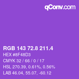 カラーコード: RGB 143 72.8 211.4 | qconv.com