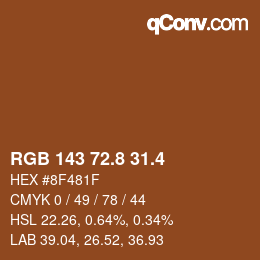カラーコード: RGB 143 72.8 31.4 | qconv.com