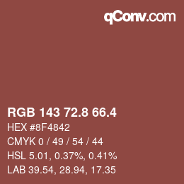 カラーコード: RGB 143 72.8 66.4 | qconv.com