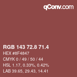 カラーコード: RGB 143 72.8 71.4 | qconv.com