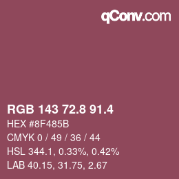 カラーコード: RGB 143 72.8 91.4 | qconv.com