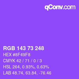 Color code: RGB 143 73 248 | qconv.com