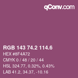 カラーコード: RGB 143 74.2 114.6 | qconv.com