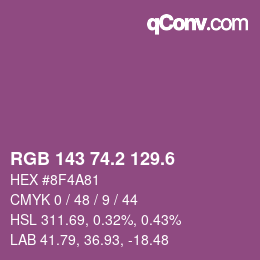 カラーコード: RGB 143 74.2 129.6 | qconv.com