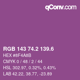カラーコード: RGB 143 74.2 139.6 | qconv.com