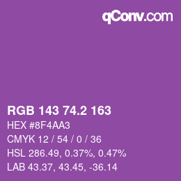 カラーコード: RGB 143 74.2 163 | qconv.com
