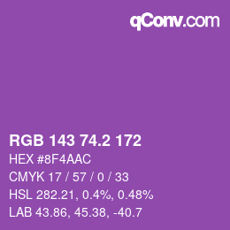 カラーコード: RGB 143 74.2 172 | qconv.com
