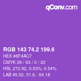 カラーコード: RGB 143 74.2 199.6 | qconv.com