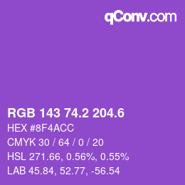 カラーコード: RGB 143 74.2 204.6 | qconv.com