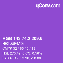 カラーコード: RGB 143 74.2 209.6 | qconv.com