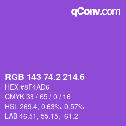 カラーコード: RGB 143 74.2 214.6 | qconv.com