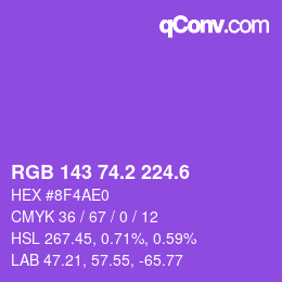 カラーコード: RGB 143 74.2 224.6 | qconv.com