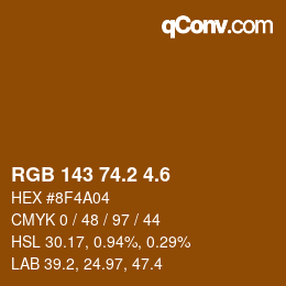 カラーコード: RGB 143 74.2 4.6 | qconv.com