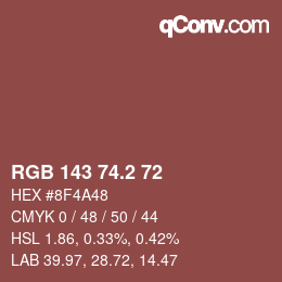 カラーコード: RGB 143 74.2 72 | qconv.com