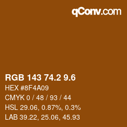 カラーコード: RGB 143 74.2 9.6 | qconv.com