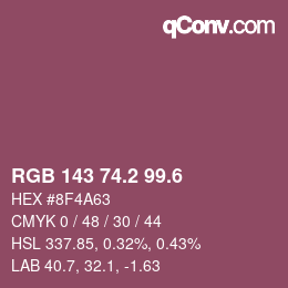 カラーコード: RGB 143 74.2 99.6 | qconv.com
