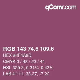 カラーコード: RGB 143 74.6 109.6 | qconv.com