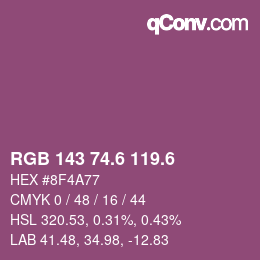 カラーコード: RGB 143 74.6 119.6 | qconv.com