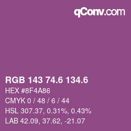 カラーコード: RGB 143 74.6 134.6 | qconv.com