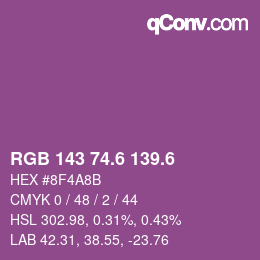 カラーコード: RGB 143 74.6 139.6 | qconv.com