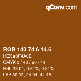 カラーコード: RGB 143 74.6 14.6 | qconv.com
