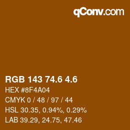 カラーコード: RGB 143 74.6 4.6 | qconv.com