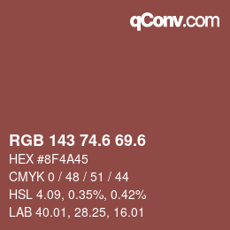 カラーコード: RGB 143 74.6 69.6 | qconv.com