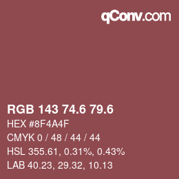 カラーコード: RGB 143 74.6 79.6 | qconv.com