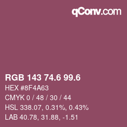 カラーコード: RGB 143 74.6 99.6 | qconv.com