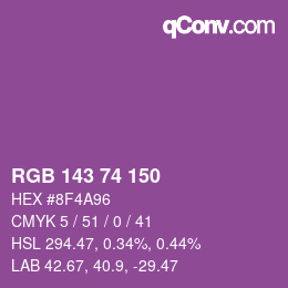 カラーコード: RGB 143 74 150 | qconv.com