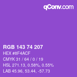 Color code: RGB 143 74 207 | qconv.com