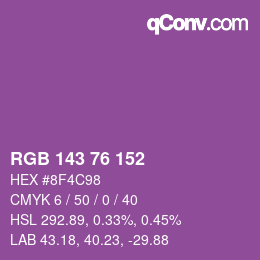 Color code: RGB 143 76 152 | qconv.com