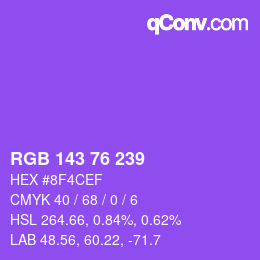 Color code: RGB 143 76 239 | qconv.com