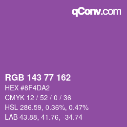 Color code: RGB 143 77 162 | qconv.com
