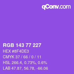 Color code: RGB 143 77 227 | qconv.com